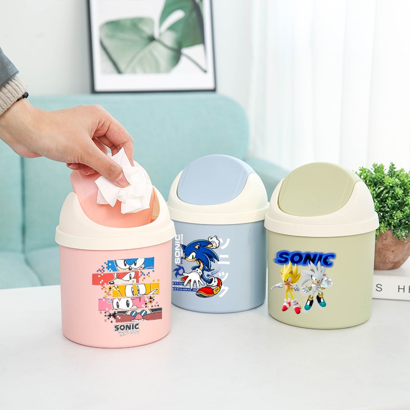 Desk Setup Clean - Sonics Auto-Mülleimer Cartoon Anime Desktop Mini-Abfalleimer