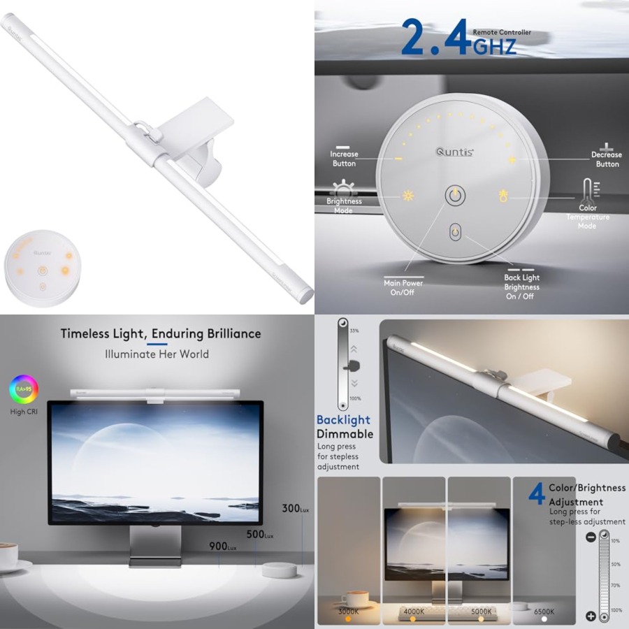 Desk Setup Home - Monitor-Lichtleiste mit Fernbedienung, Augenschonend Ohne Blendung,