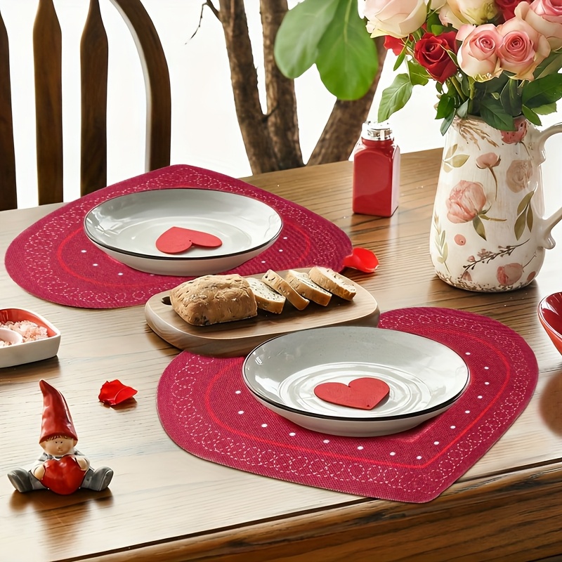 Desk Setup Clean - 4 Stück Valentinstag Romantische Herzförmige Vinyl-Liebesmatte