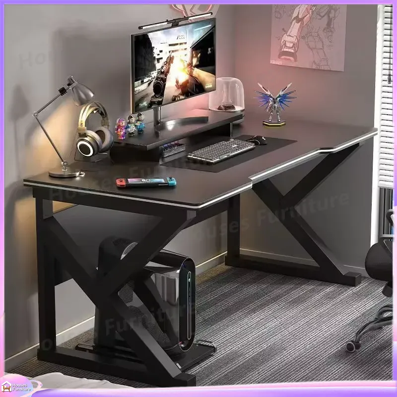 Desk Setup For Gaming - Cafe Metall-Gaming-Schreibtisch Schwarz MDF Computertisch für
