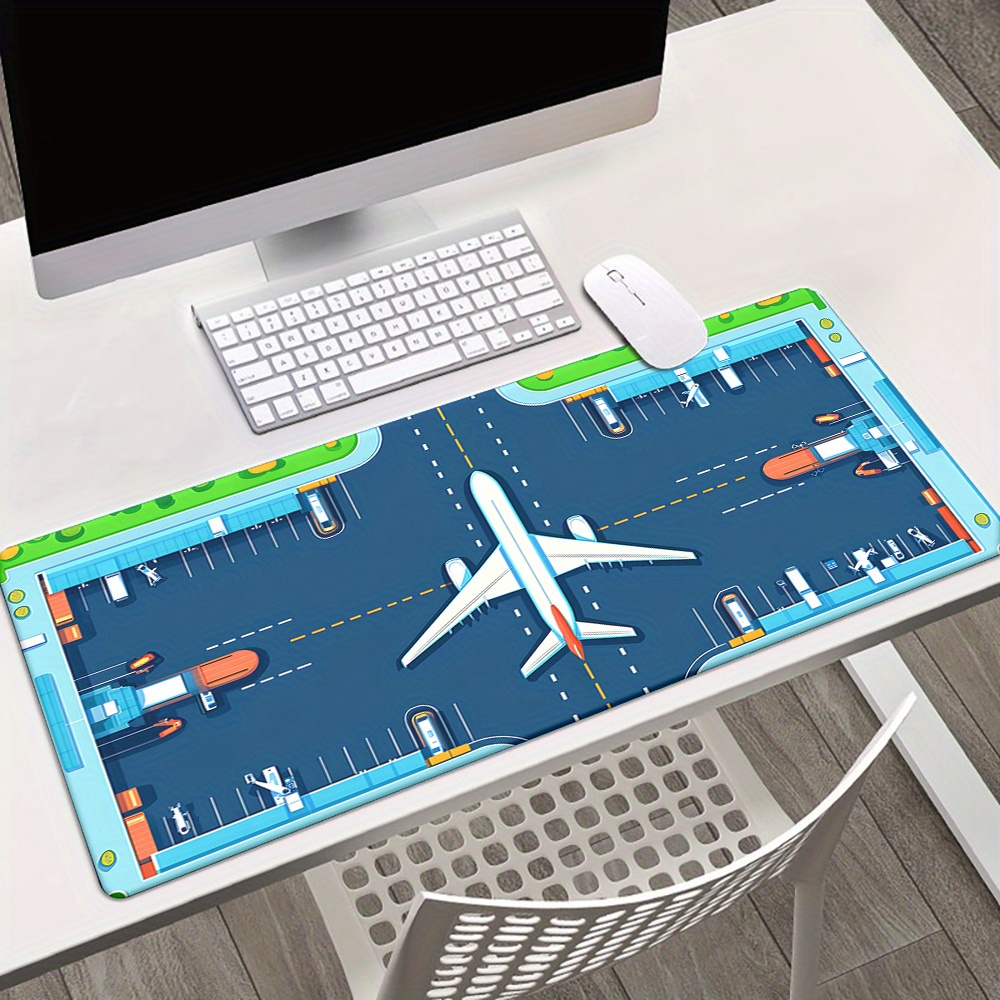 Desk Setup For Gaming - Flugplatz-Mauspad, große, erweiterte Schreibtischunterlage, robuste Gummibasis