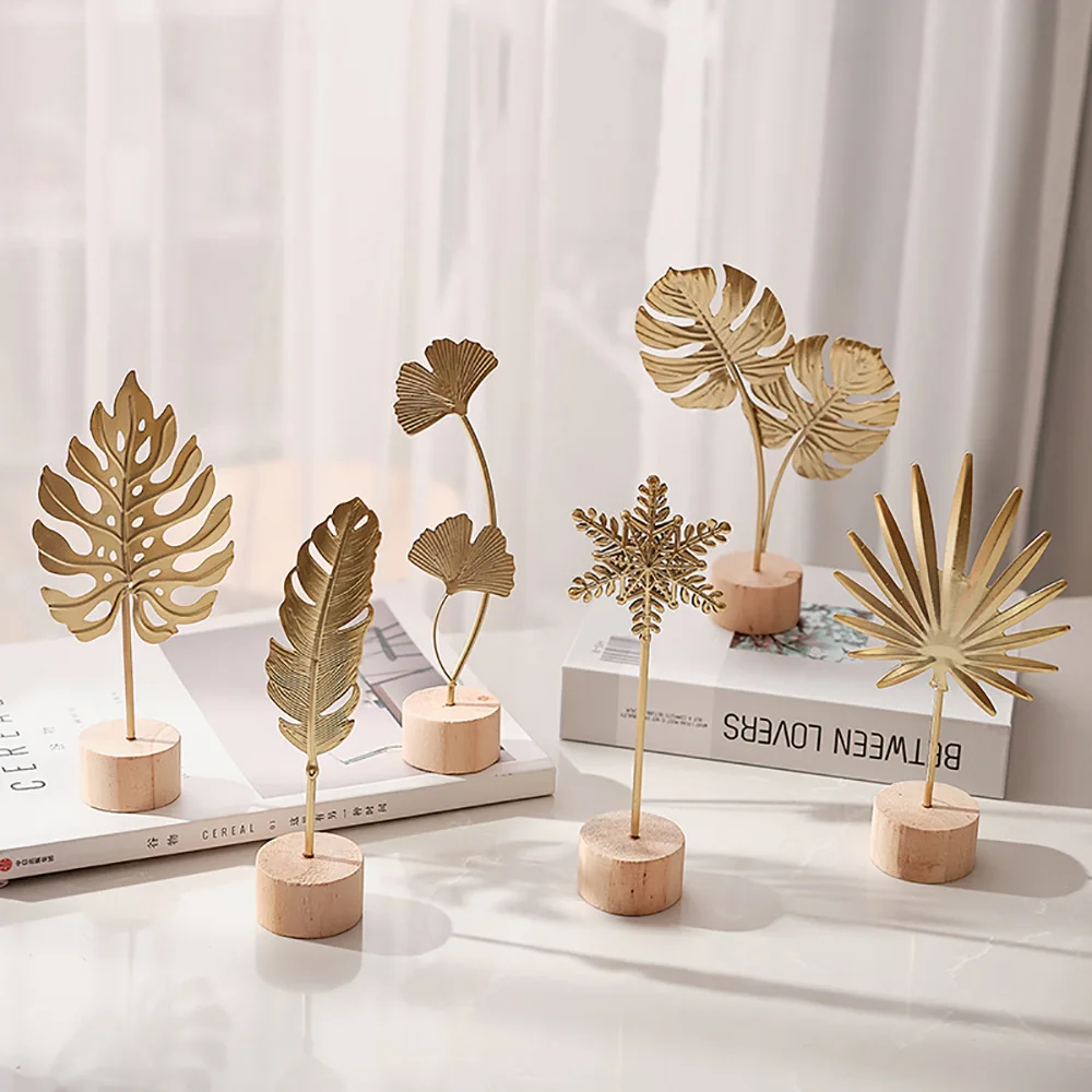 Desk Setup Photo - 1 stücke Goldene Ginkgo Blatt Feder