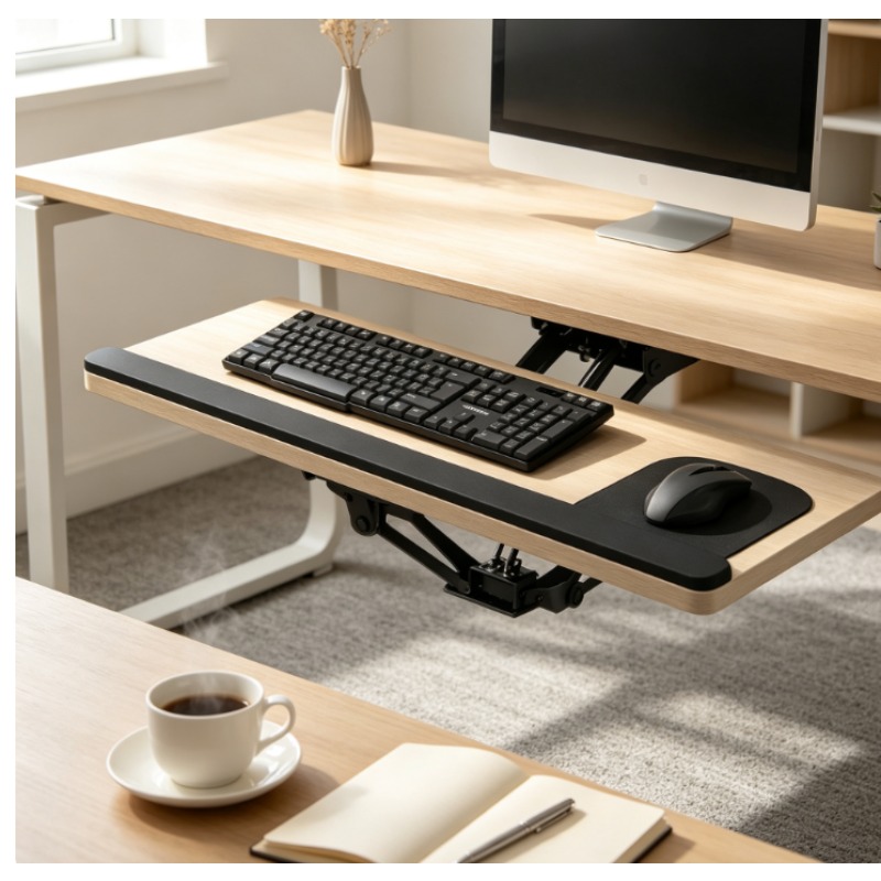 Desk Setup Home - Tastaturablage unter dem Schreibtisch, Schiebeschublade mit