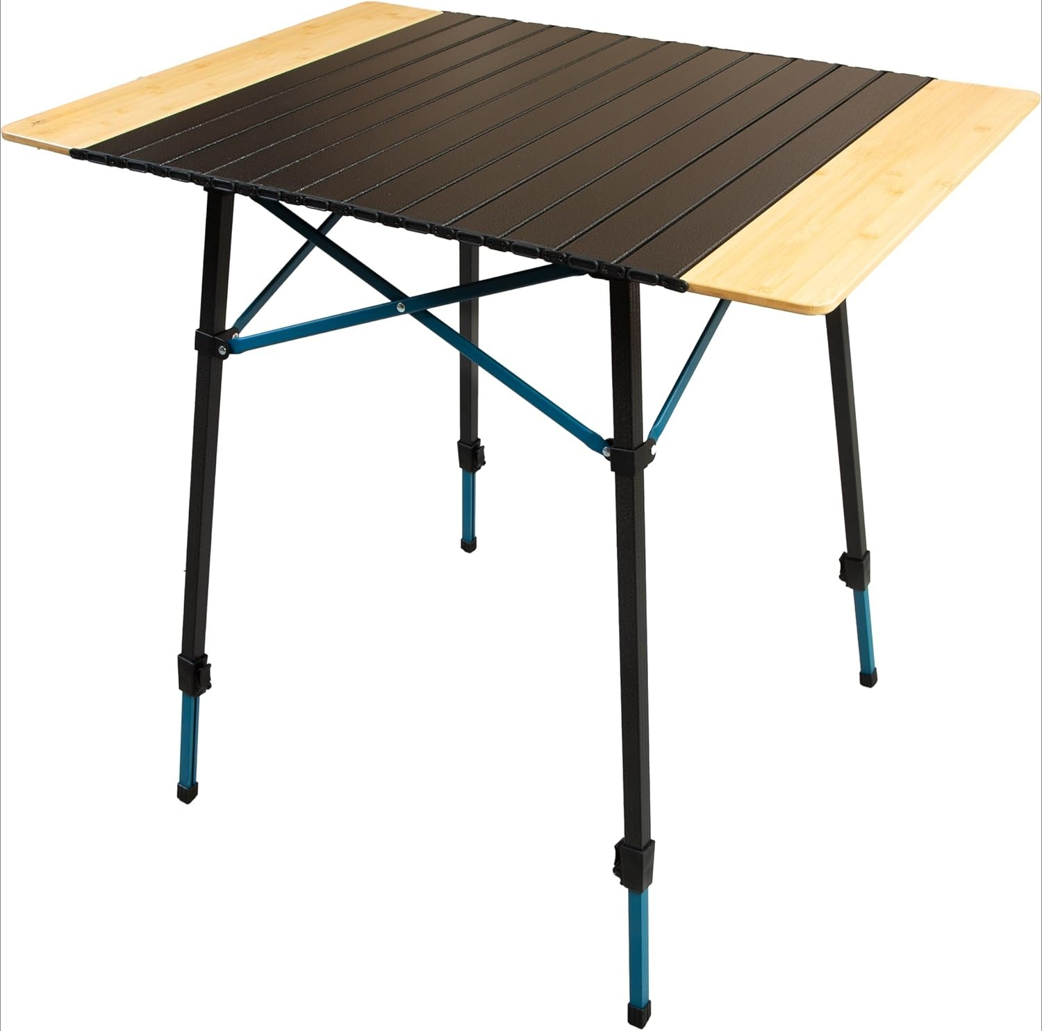 Desk Setup Brown - Tragbarer Campingtisch, klappbar, mit Bambusplatte, aufrollbar,