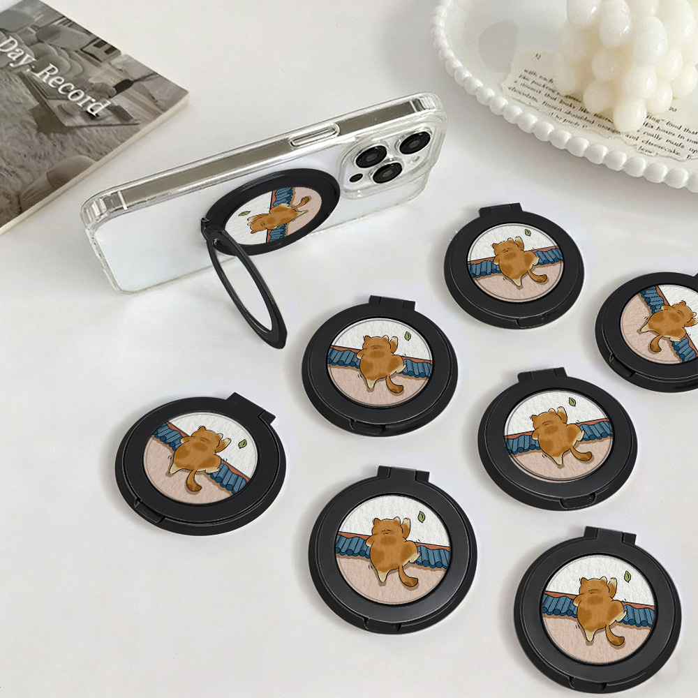Dual Phone Holder - Cartoon-Katzen-Fingergriff, universeller, aufklebbarer Handy-Ständer, 360° drehbar,
