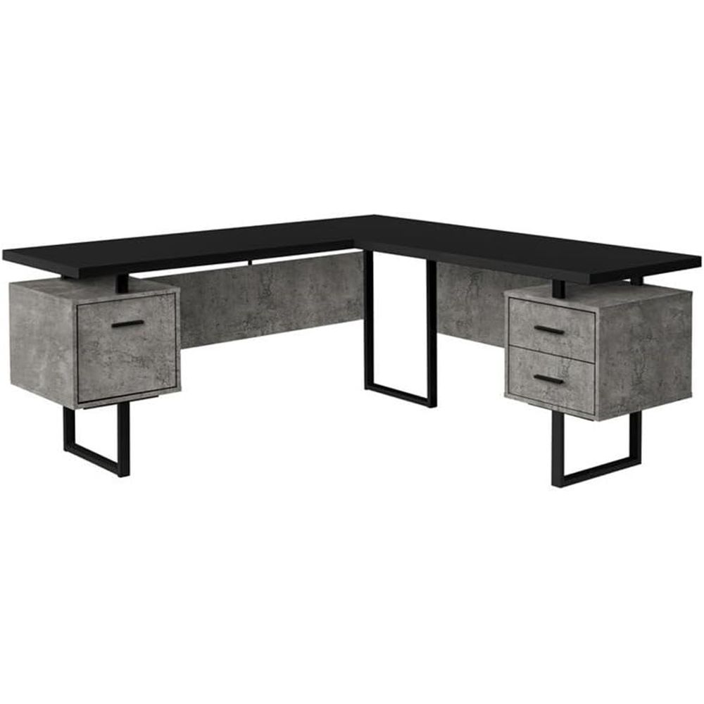 Desk Setup Black And Wood - L-förmiger 70-Zoll-Computertisch mit Stauraum für das