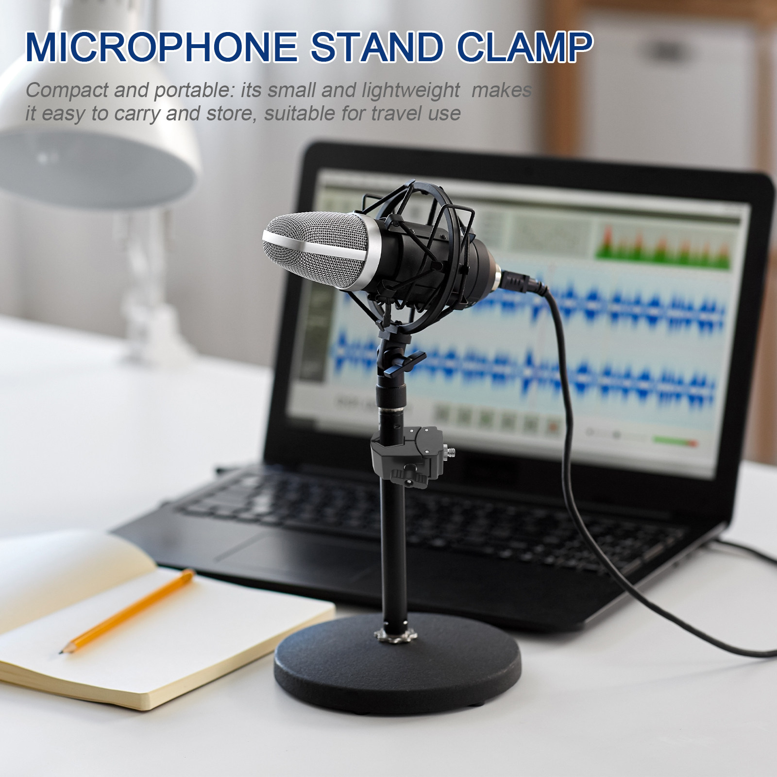 Desk Setup Studio - Robuste Mikrofonständer-Klemme Metall-Mikrofonhalterung für Schreibtisch-Stativ Einfache