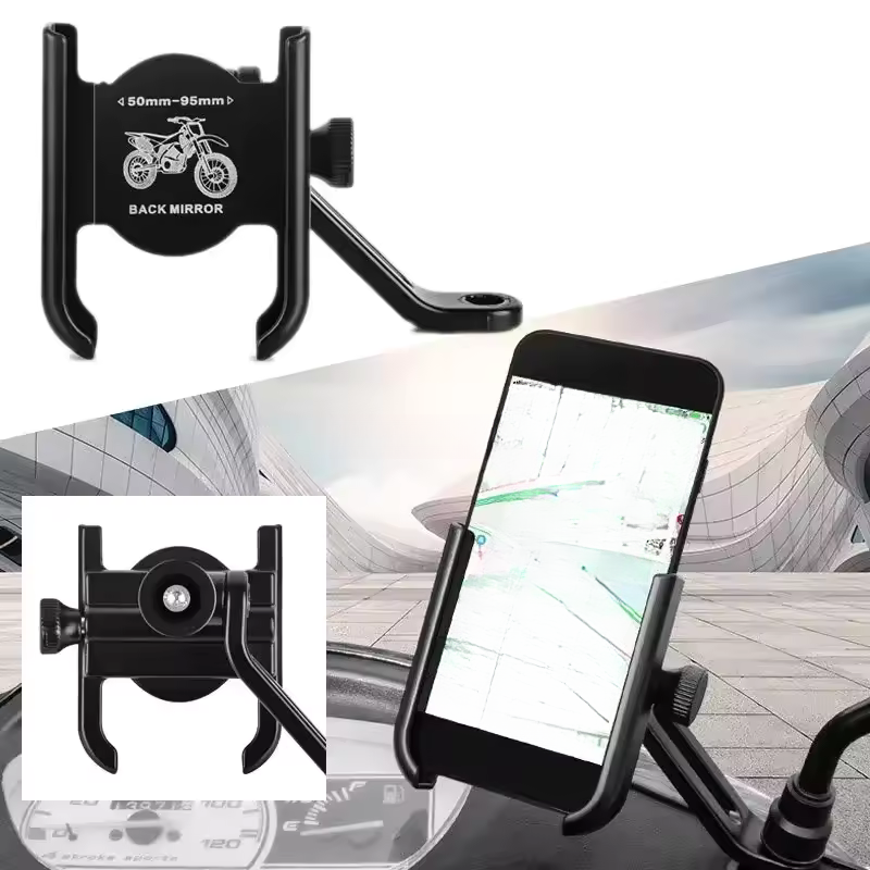 Dual Phone Holder - Aluminium-Legierung Motorrad Fahrrad Handyhalterung GPS-Halterung Befestigungsclip
