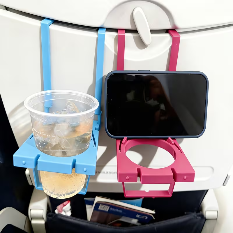 Dual Phone Holder - 1 Stück multifunktionaler Flugzeug-Getränkehalter und Telefonständer