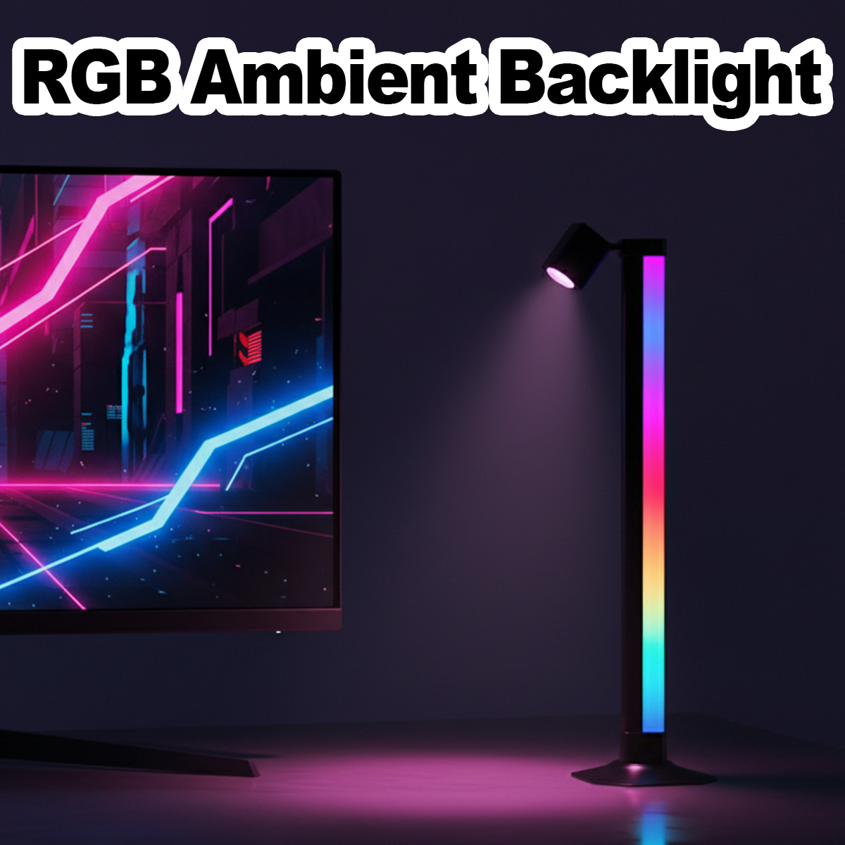Desk Setup For Gaming - Smarte LED-Lichtleiste RGB mit Musik-Synchronisation, App-Steuerung,
