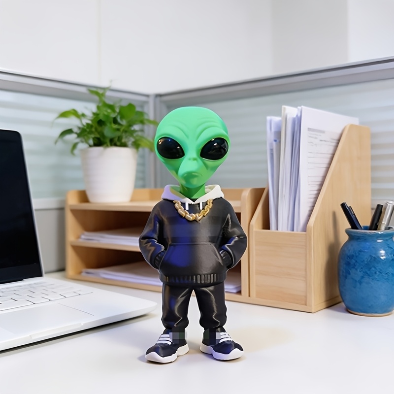 Desk Setup Home - 1 Stück grüne Alien-Figur mit Taschen-Design,