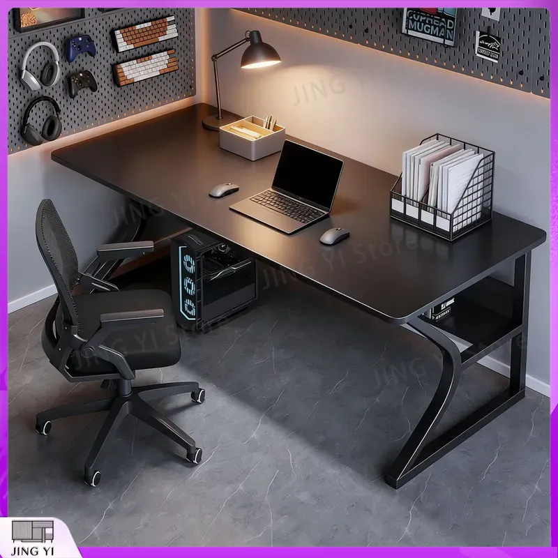 Schwarzer Gaming-Schreibtisch  – Desk Setup Black And Wood Bewertung und Preis