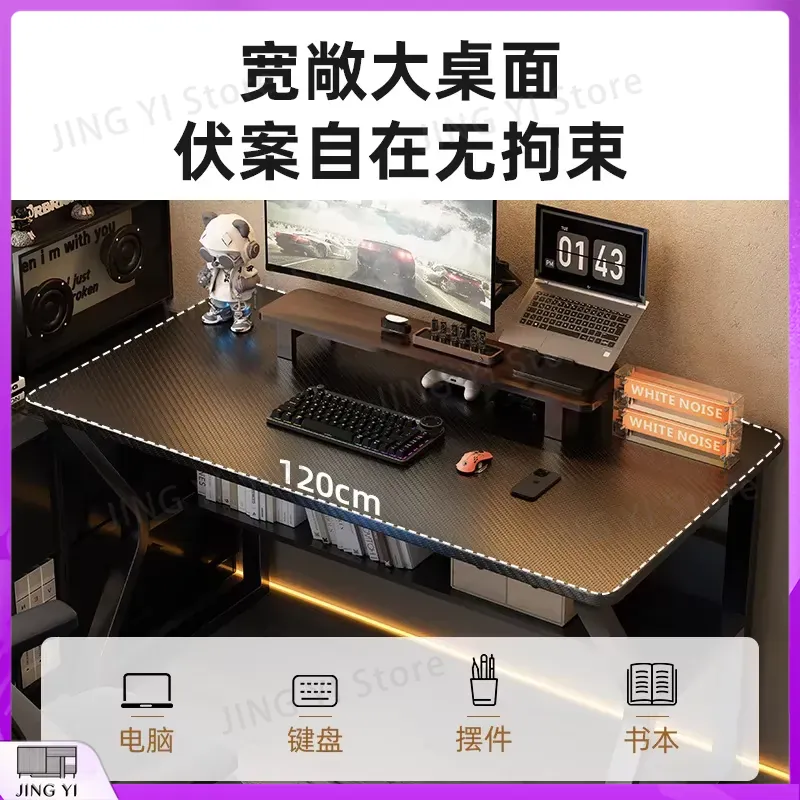 Schwarzer Gaming-Schreibtisch  – Desk Setup Black And Wood Bewertung und Preis