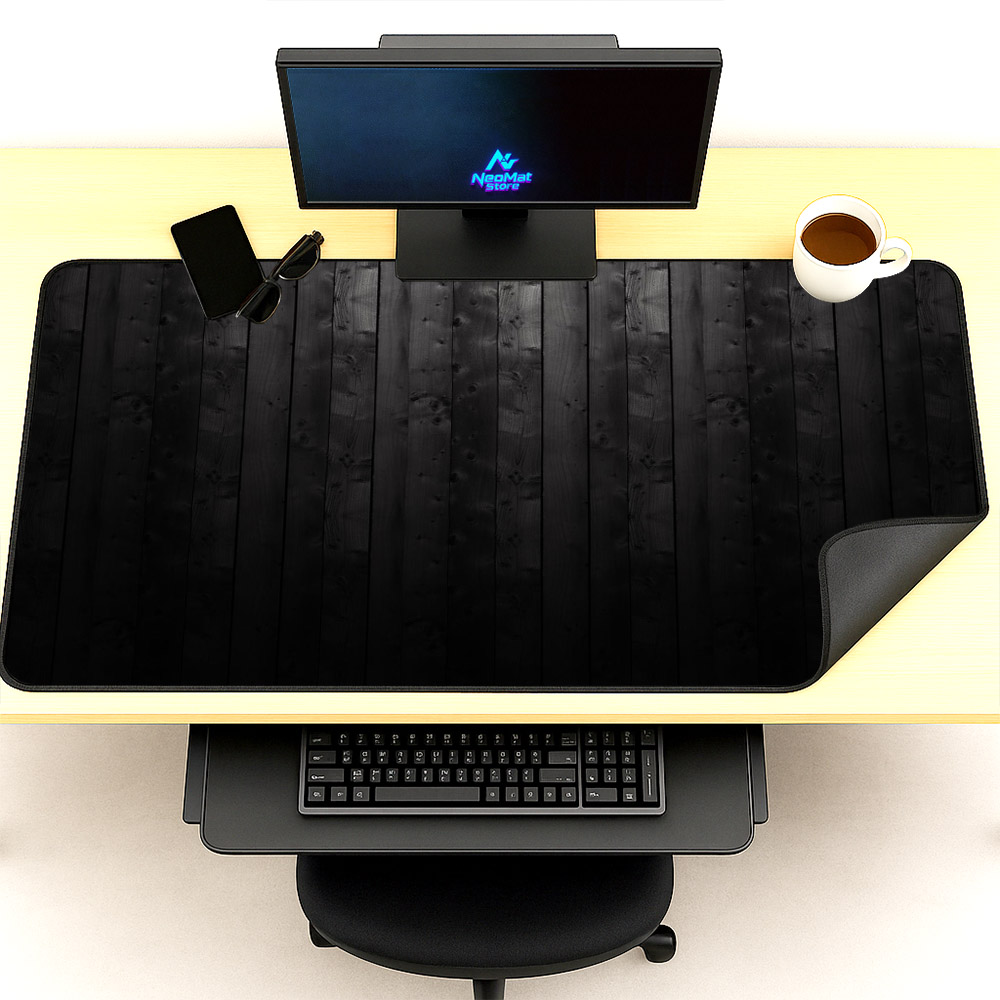 Riesiges Mauspad 2000 x 1000 H – Desk Setup Black And Wood Bewertung und Preis