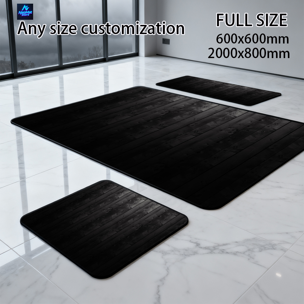 Riesiges Mauspad 2000 x 1000 H – Desk Setup Black And Wood Bewertung und Preis