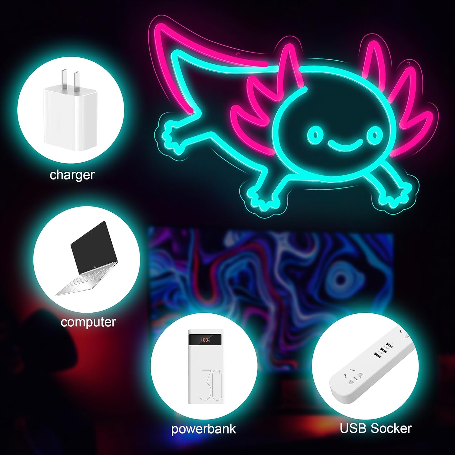 Axolotl Drachen Neonschild Dim – Desk Setup Studio Bewertung und Preis