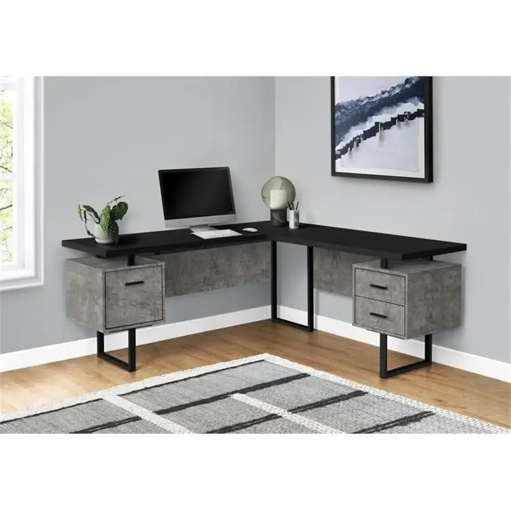 L-förmiger 70-Zoll-Computertis – Desk Setup Black And Wood Bewertung und Preis