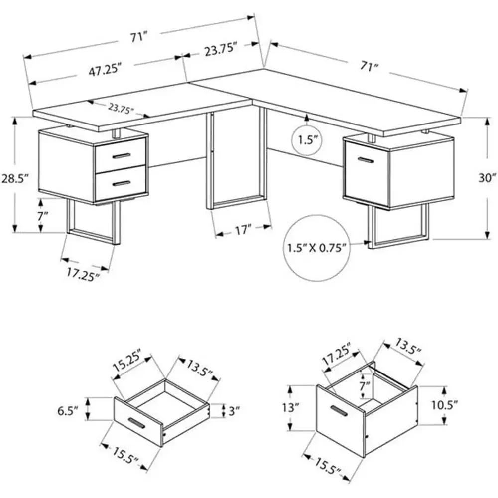 L-förmiger 70-Zoll-Computertis – Desk Setup Black And Wood Bewertung und Preis