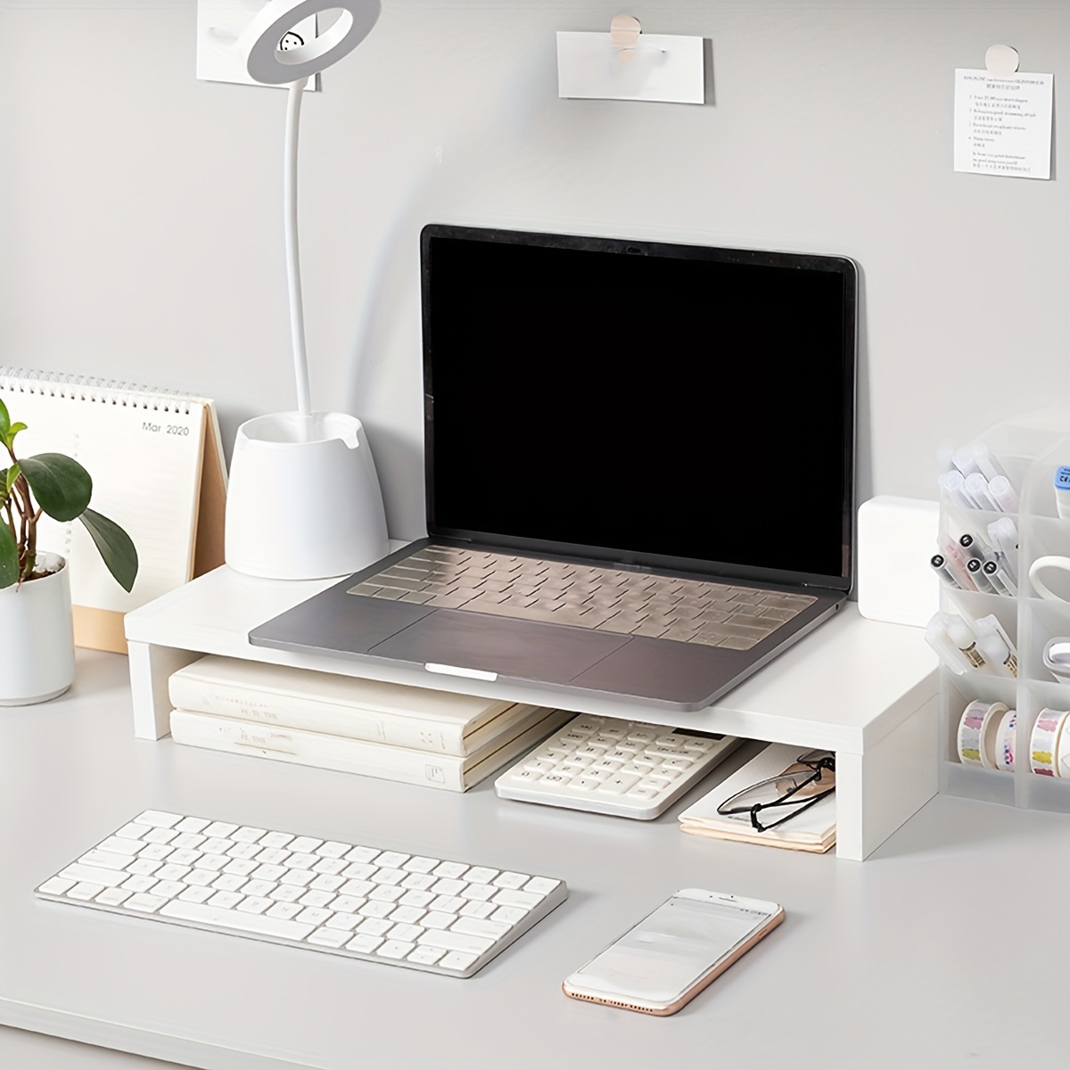 Minimalistischer Weißer MDF-Mo – Desk Setup Accessories Bewertung und Preis