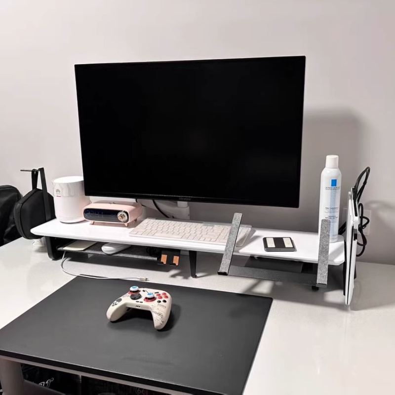 Modularer Monitor-Riser-Stände – Desk Setup Black And Wood Bewertung und Preis