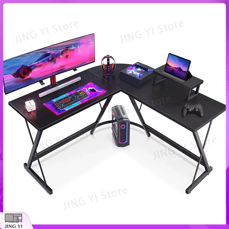 L-förmiger Gaming-Schreibtisch – Desk Setup Black And Wood Bewertung und Preis