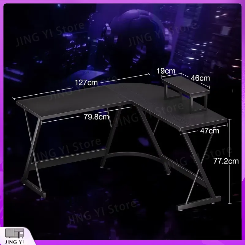 L-förmiger Gaming-Schreibtisch – Desk Setup Black And Wood Bewertung und Preis