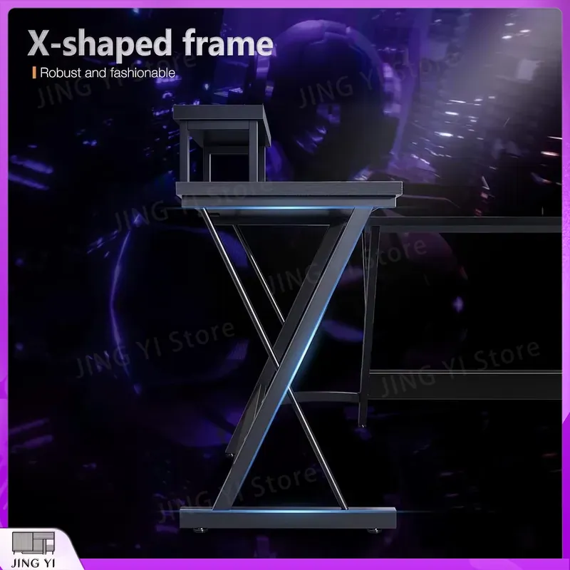 L-förmiger Gaming-Schreibtisch – Desk Setup Black And Wood Bewertung und Preis
