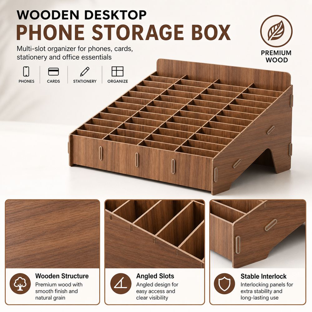12/24/36/48-Fach Handy-Aufbewa – Desk Setup Wood Bewertung und Preis